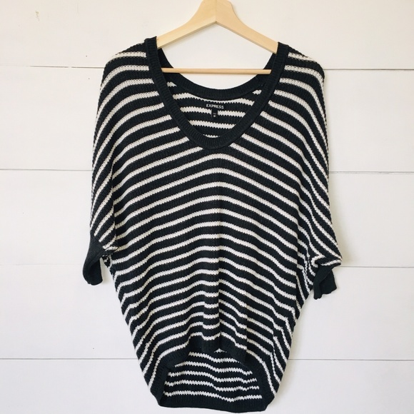 Express Sweaters - EXPRESS Oversized High Low Striped SS Sweater XS